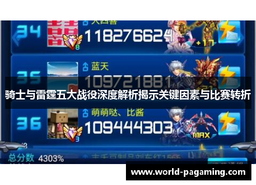 骑士与雷霆五大战役深度解析揭示关键因素与比赛转折 骑士与雷霆五大战役深度解析揭示关键因素与比赛转折