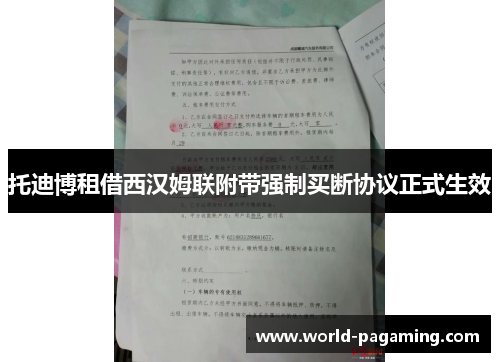 托迪博租借西汉姆联附带强制买断协议正式生效
